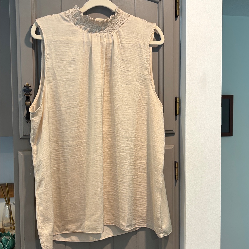 Joie Ruffled Neckline Sleeveless Blouse, Size Large